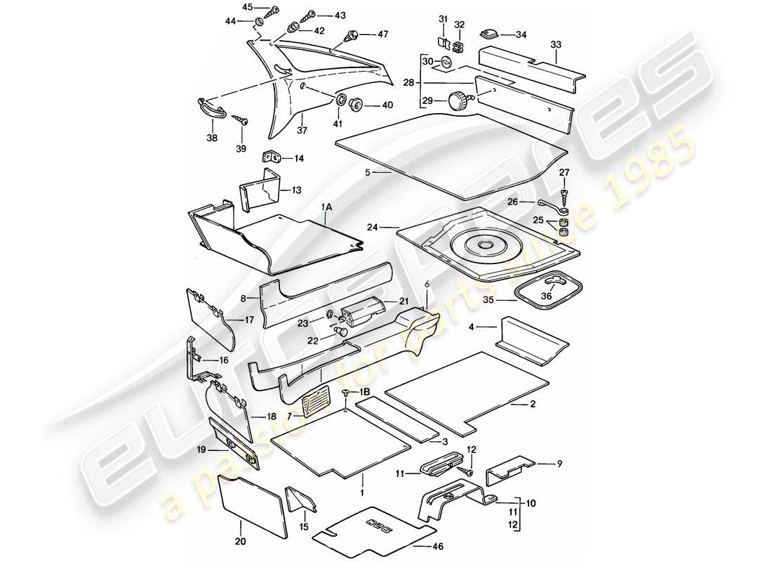 porsche 1984 (928) trims part diagram