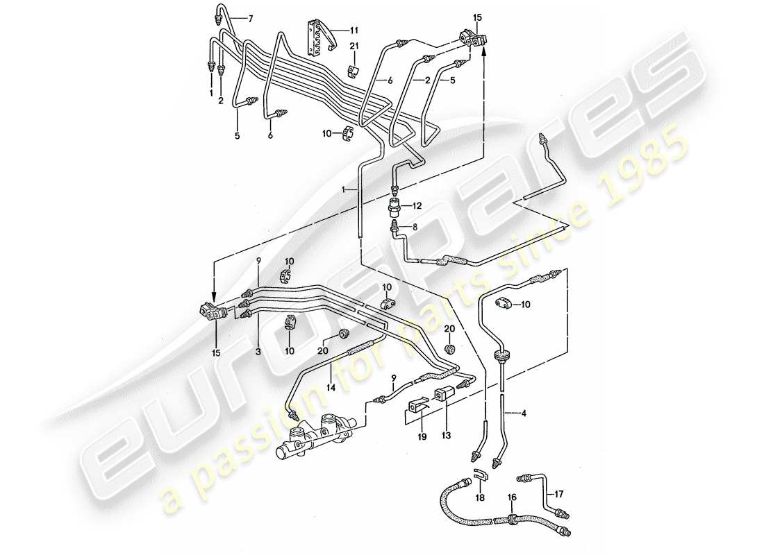 porsche 1994 (968) brake lines parts diagram