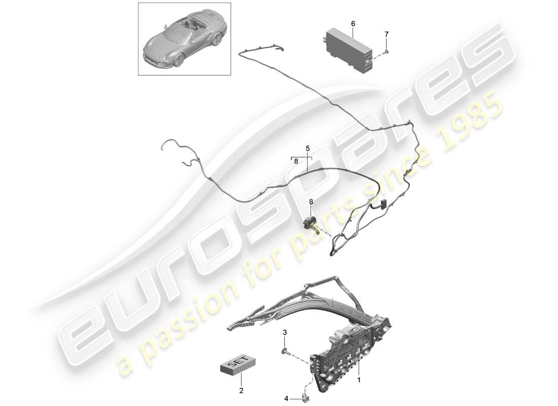 porsche 2017 (991-2 turbo) top frame part diagram