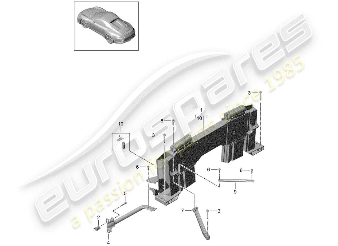 porsche 991r/gt3/rs (2014) rollover protection parts diagram