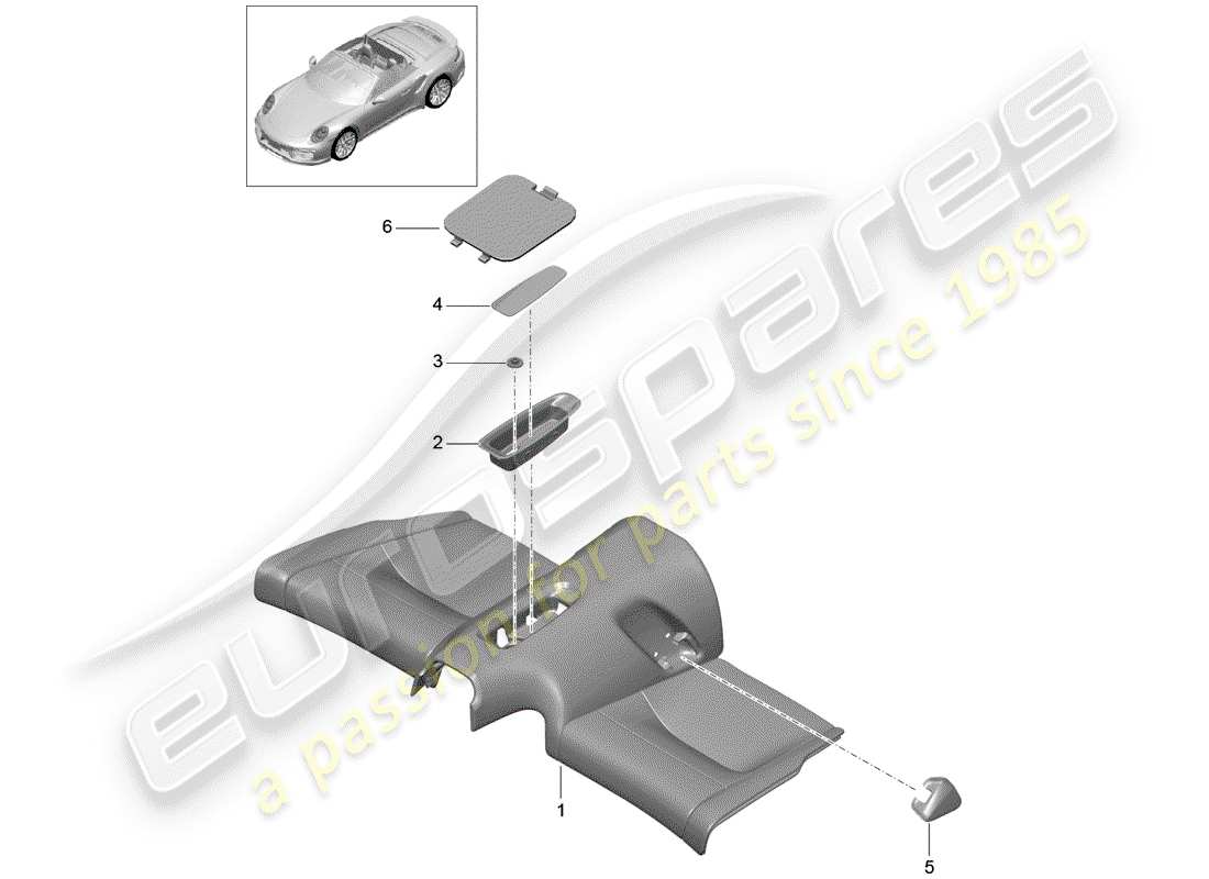 porsche 991 turbo (2014) back seat cushion part diagram
