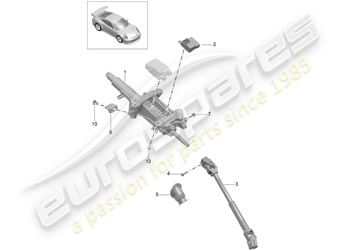 porsche 2020 (991-2 turbo) steering column part diagram