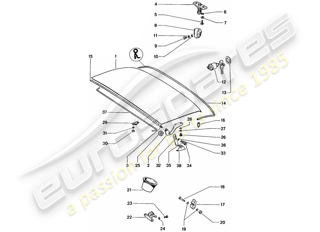 porsche 1976 (914) cover part diagram