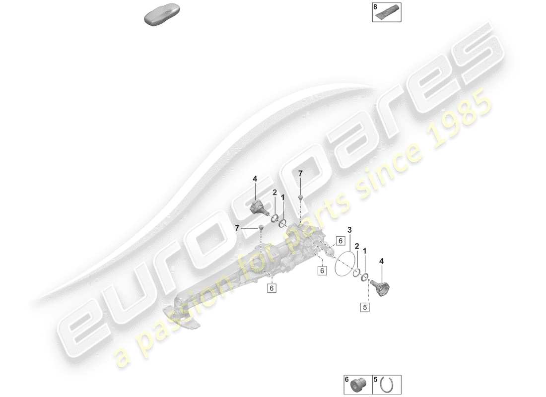 porsche 2019 (992-1) front axle differential parts diagram