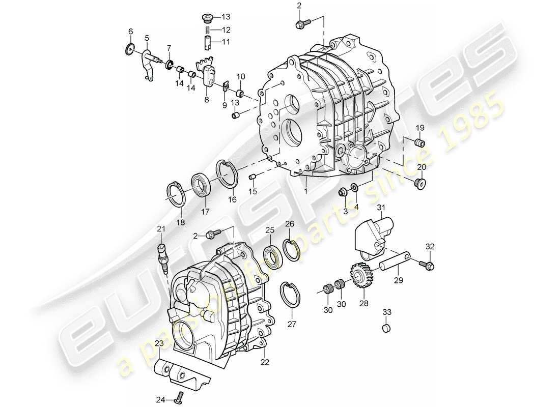 porsche 2010 (997-2 gt3) gear housing part diagram