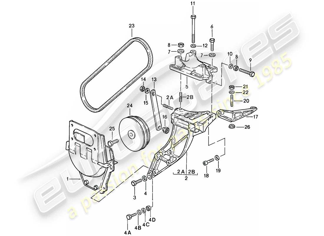 porsche 911 (1985) compressor - mounting - and - driving mechanism part diagram