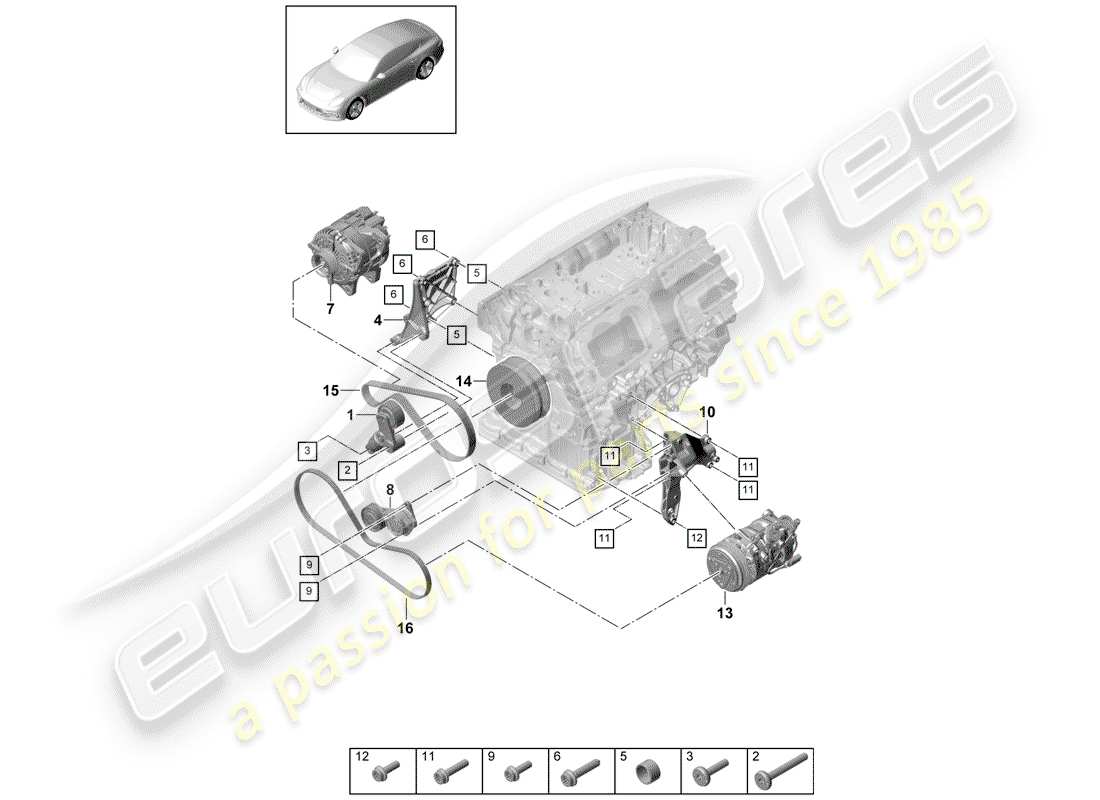 porsche 2019 (panamera 971-1) v-ribbed belt part diagram