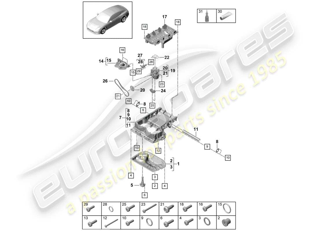 porsche 2019 (panamera 971-1) oil-conducting housing part diagram