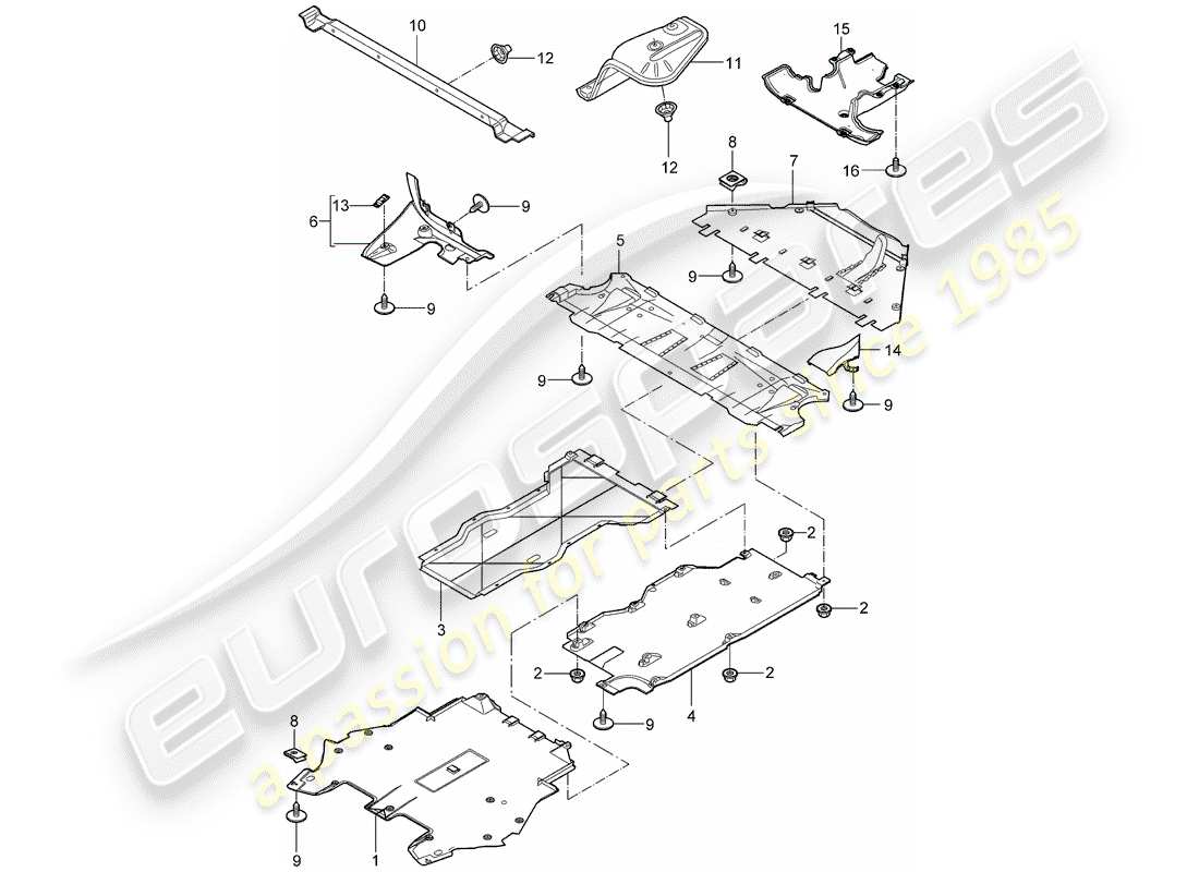 porsche 2008 (997-1 gt3) trims part diagram