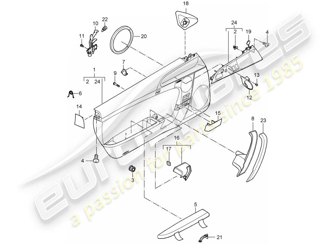 porsche 2008 (997-1 gt3) door panel part diagram