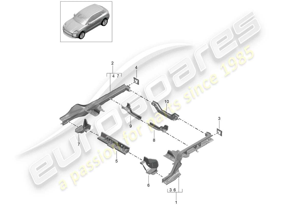 porsche 2019 (macan) frame part diagram