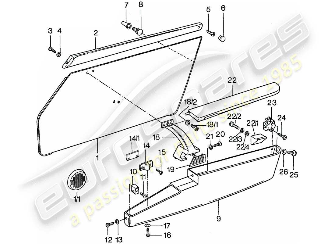 porsche 1974 (911) door panel part diagram