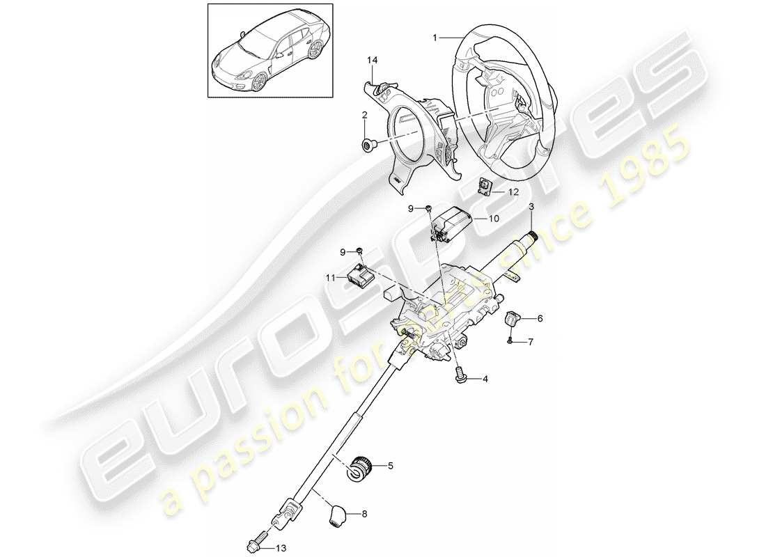 porsche 2013 (panamera 970) steering wheels parts diagram