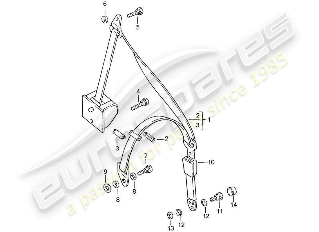 porsche 1991 (928) seat belt - automatic part diagram