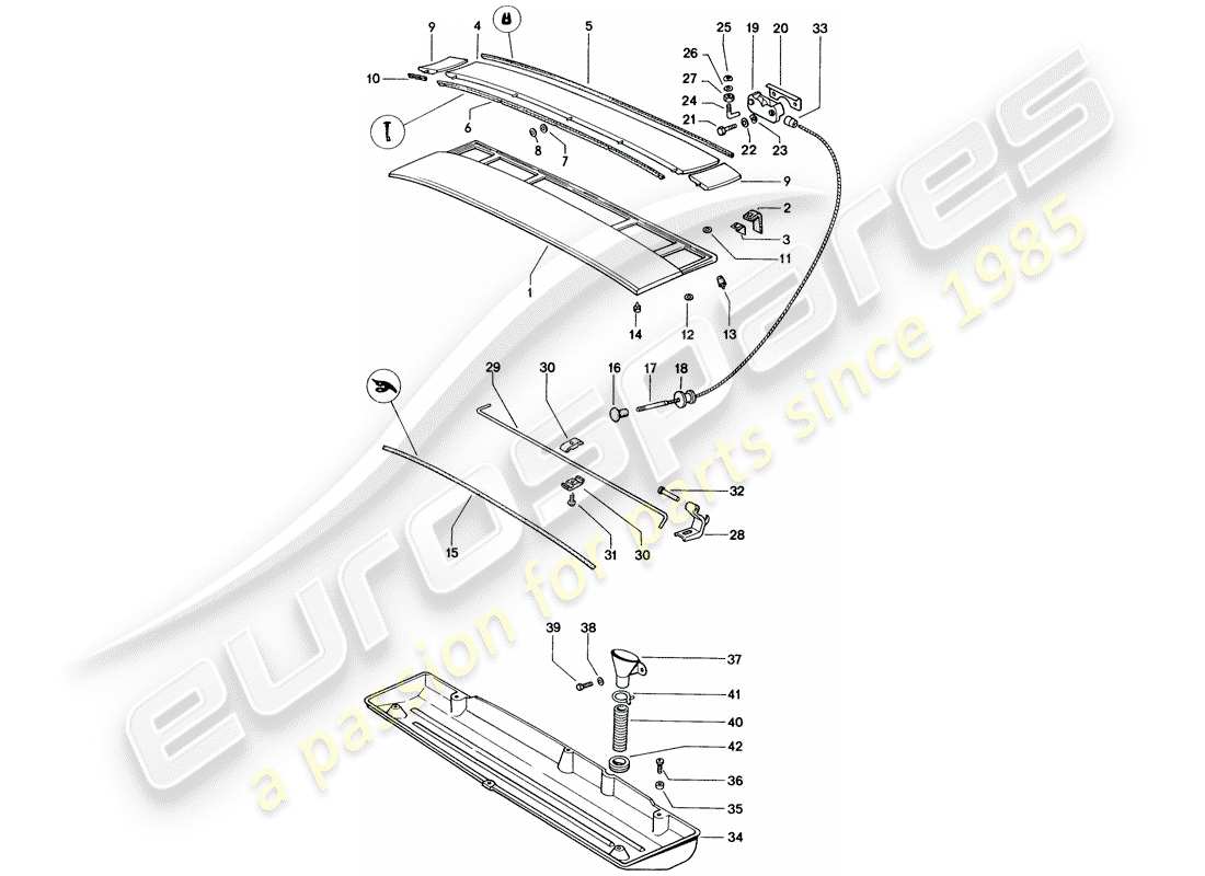 porsche 1971 (914) cover - engine compartment part diagram