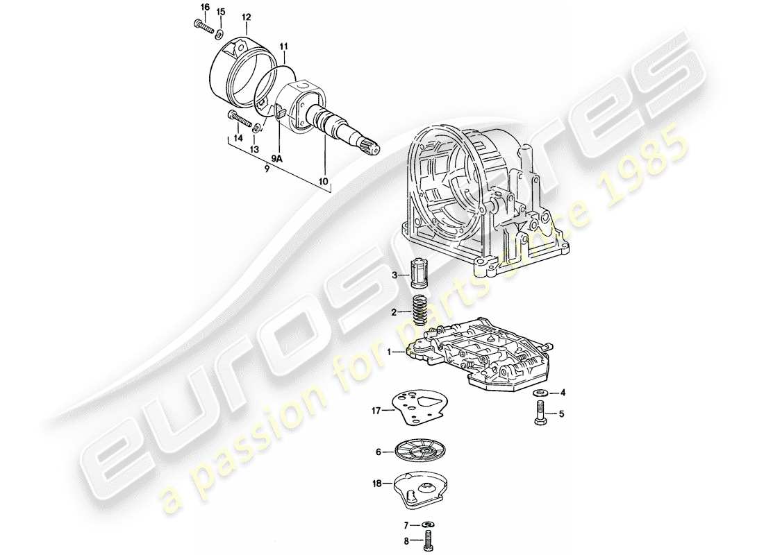 porsche 1977 (924) valve body - oil strainer - governor - automatic transmission part diagram
