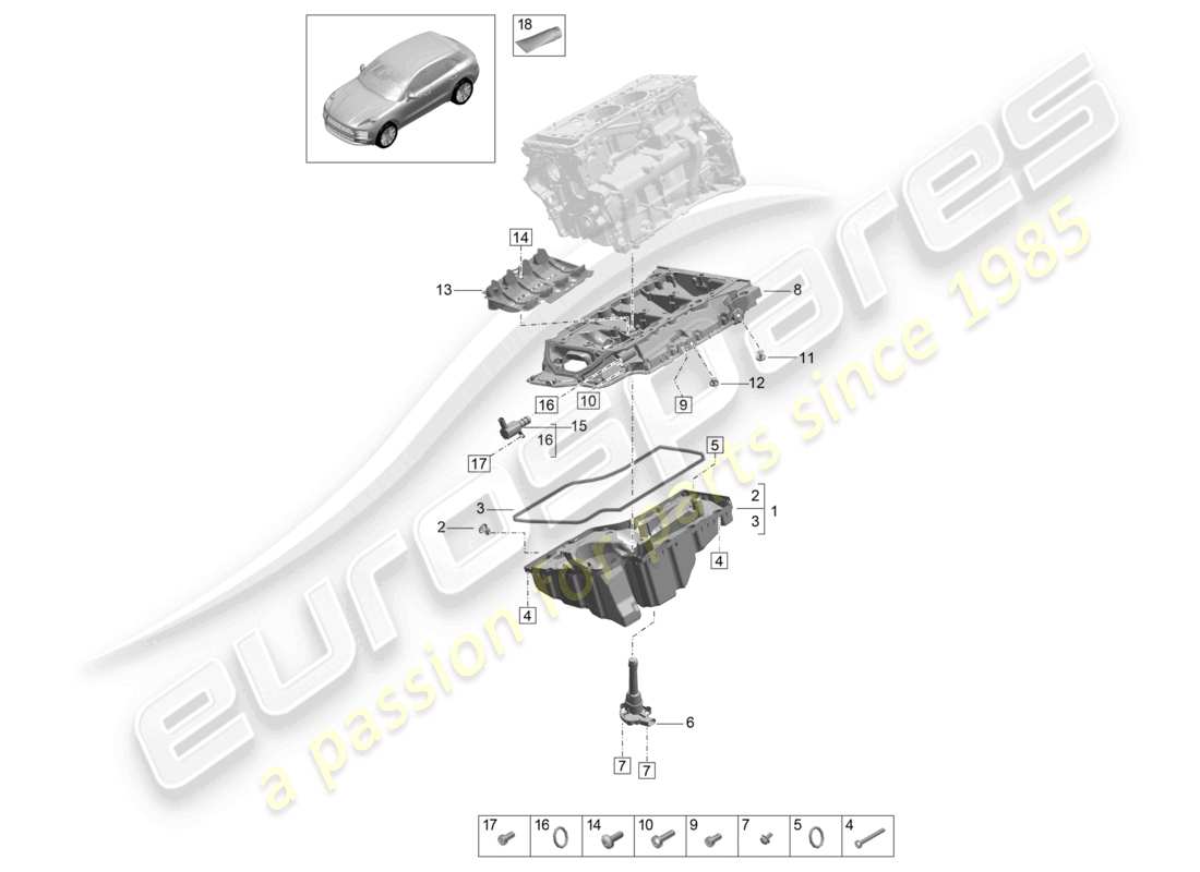 porsche 2020 (macan) oil-conducting housing oil sump parts diagram