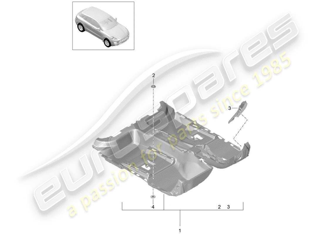 porsche 2016 (macan) floor cover part diagram