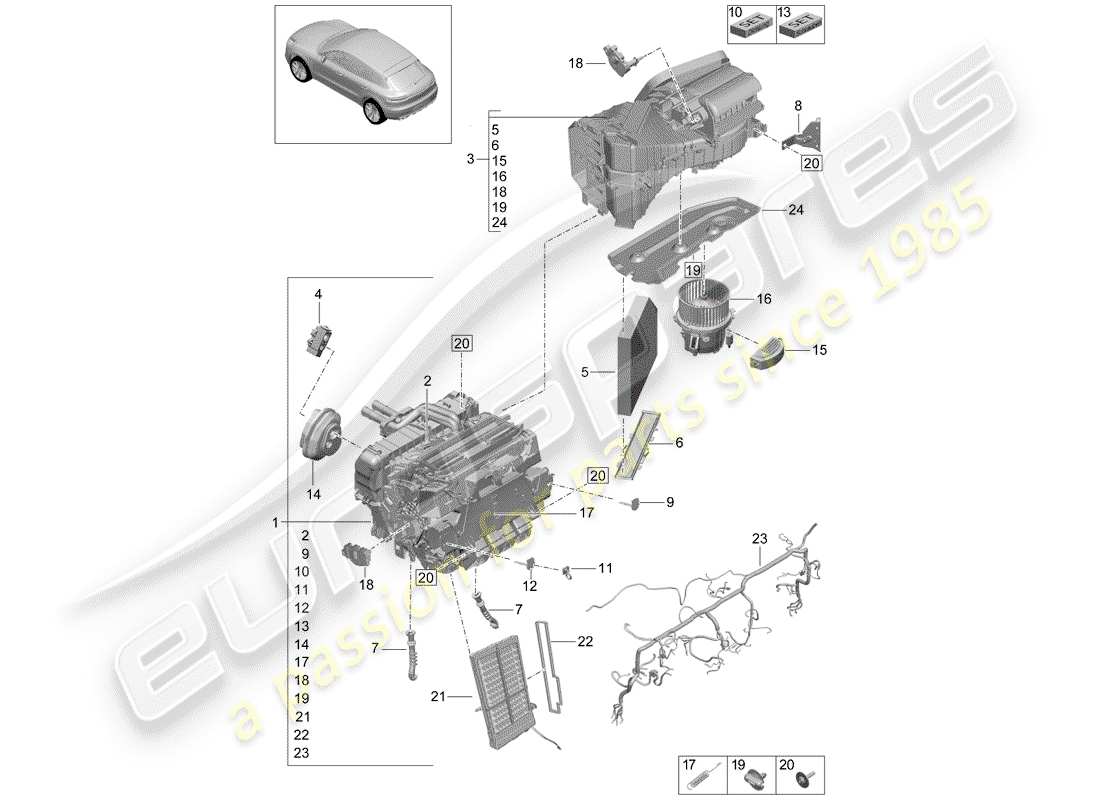 porsche 2019 (macan) air conditioner part diagram