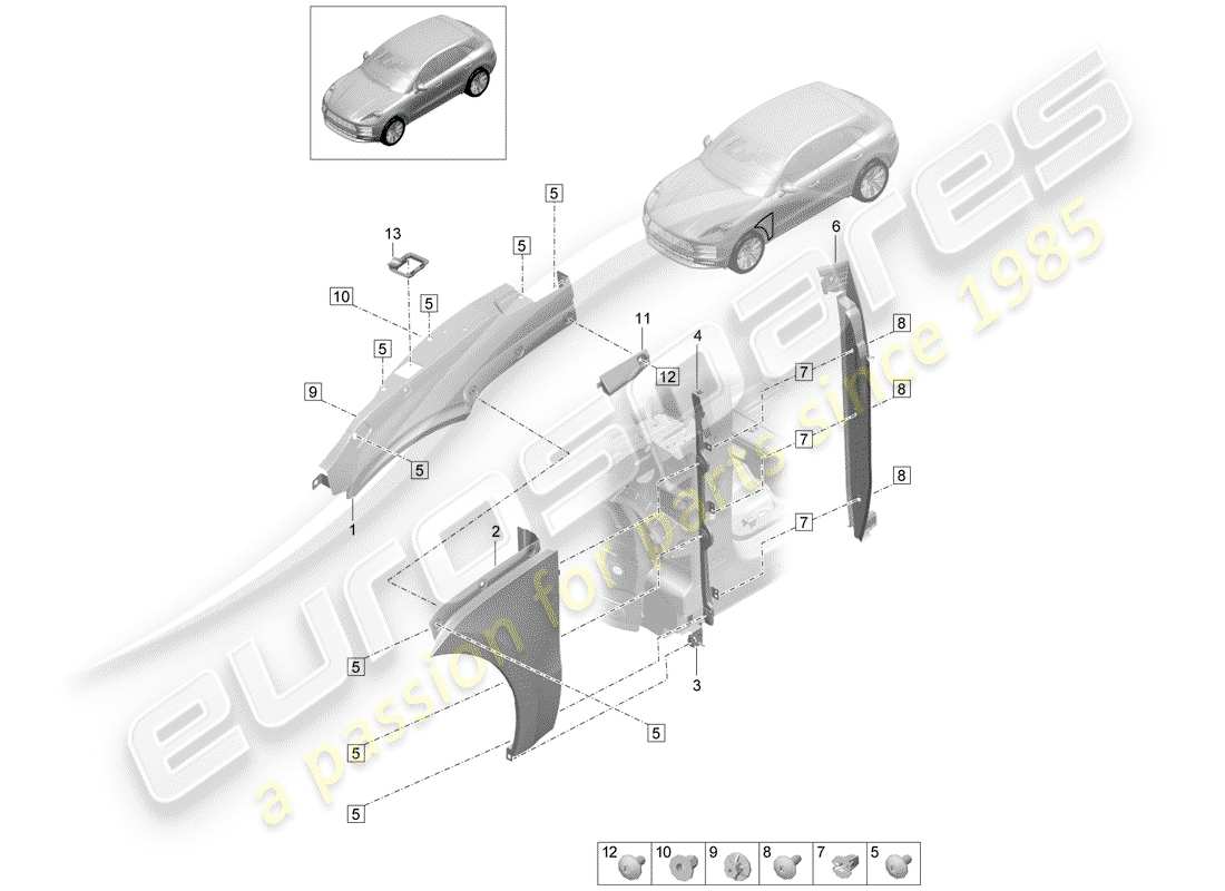 porsche 2019 (macan) fender part diagram