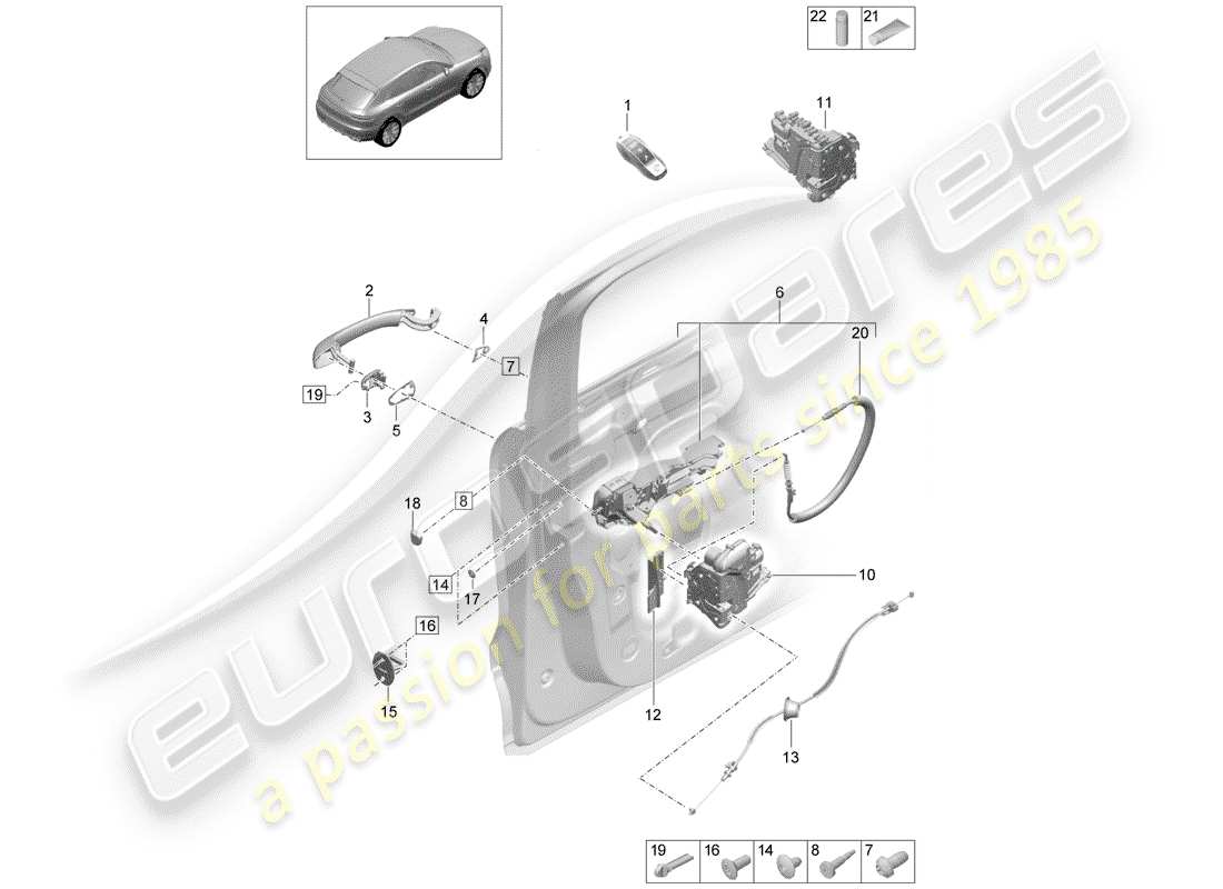 porsche 2019 (macan) door latches part diagram
