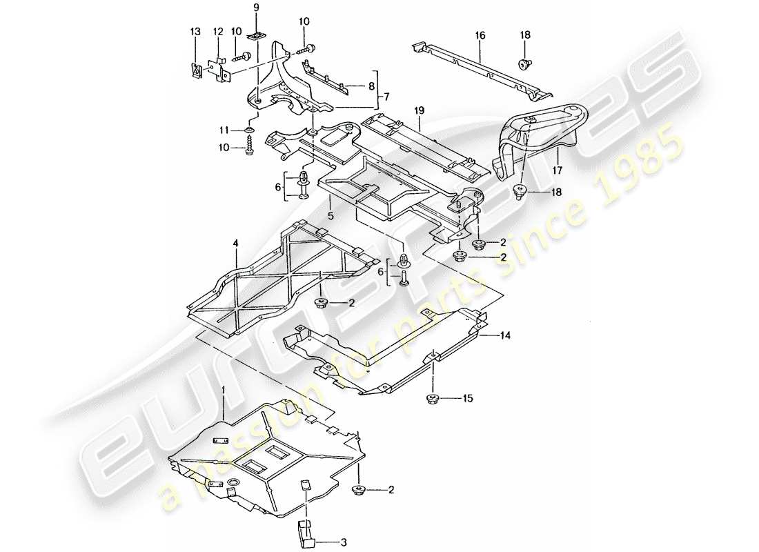 porsche 2002 (996 gt3) trims - for - underbody parts diagram