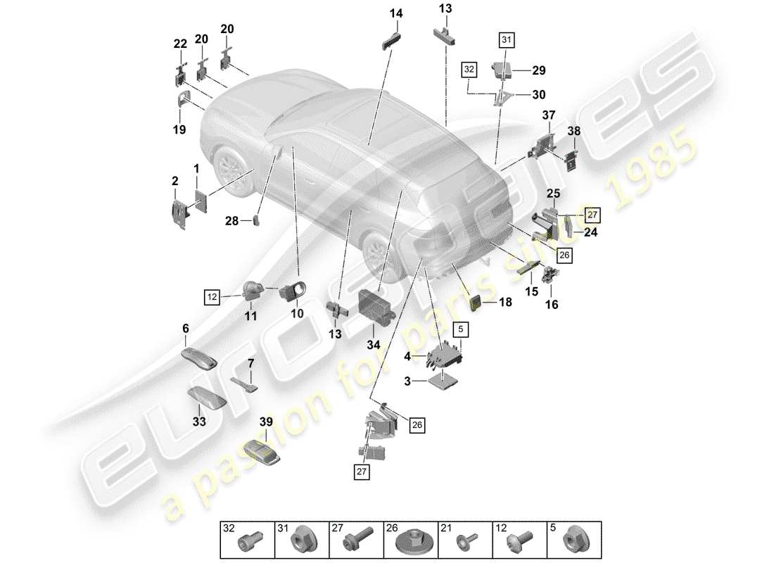porsche cayenne e3 (2018) control units parts diagram