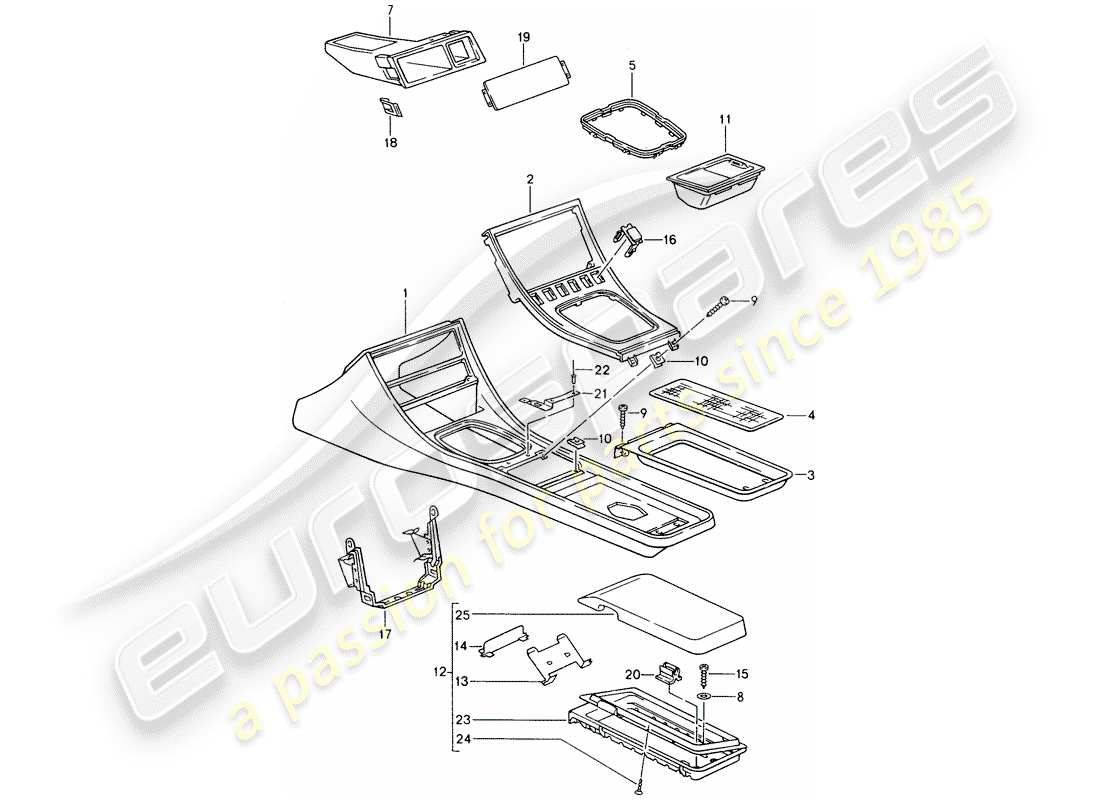 porsche 1992 (968) cassette holder - center console parts diagram