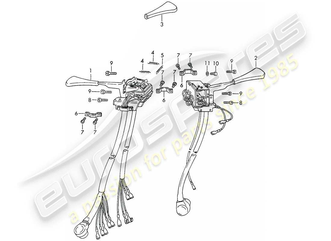 porsche 1969 (911/912) steering column switch part diagram