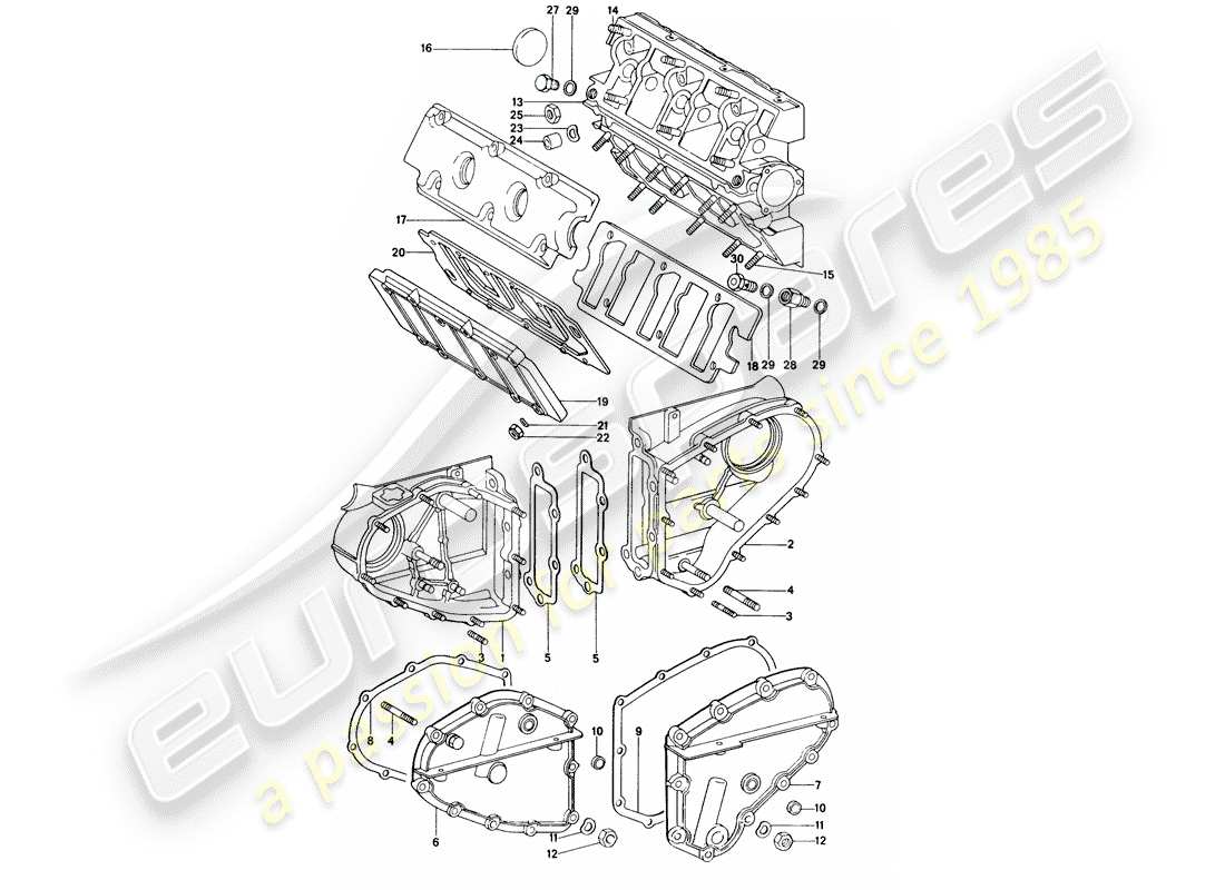 porsche 1976 (914) chain case - camshaft housing part diagram