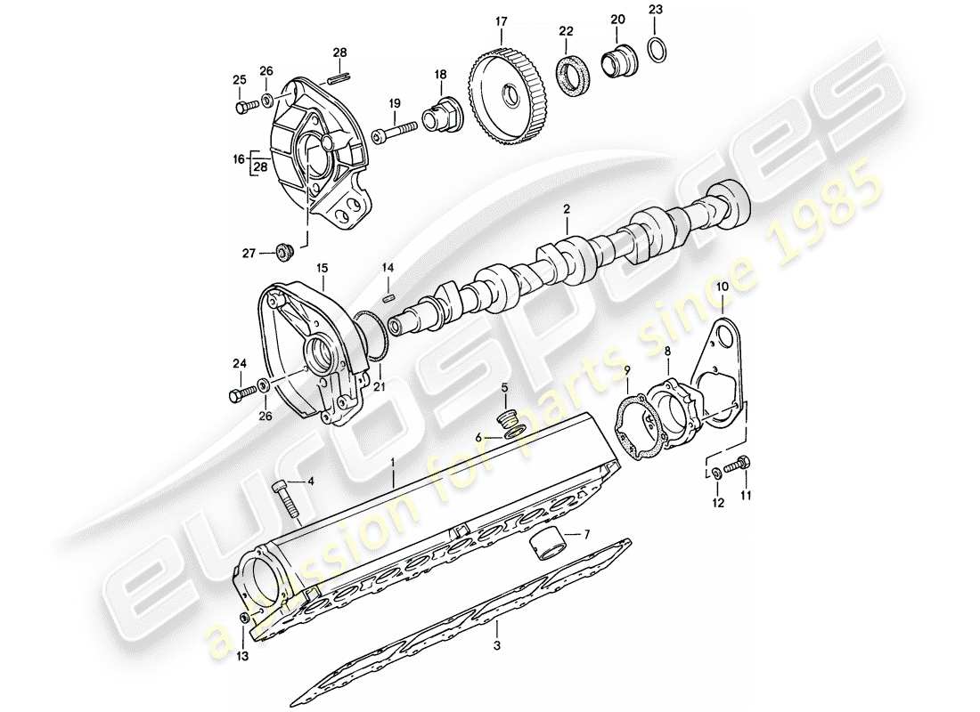 porsche 1986 (944) camshaft housing - - camshaft part diagram