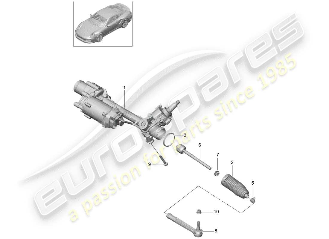 porsche 2015 (991-1 turbo) steering gear part diagram