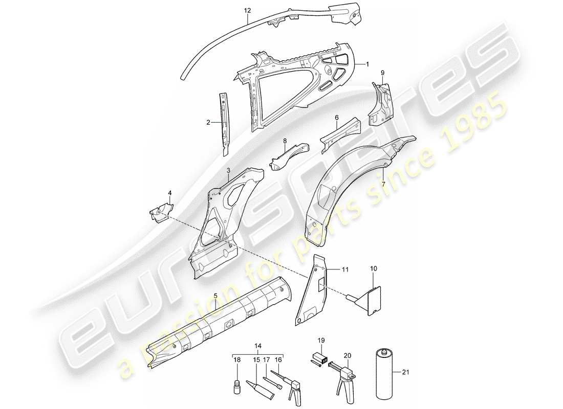 porsche 2009 (997-2) side panel part diagram