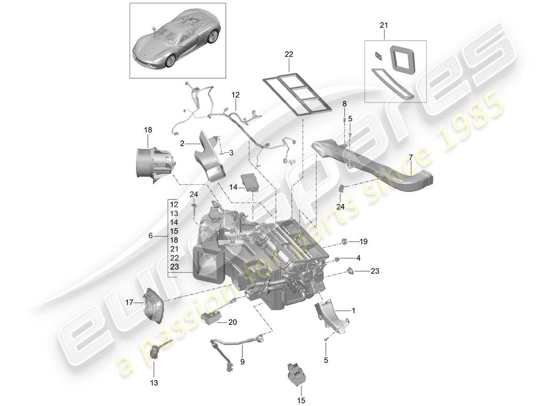 porsche 918 spyder (2015) air duct part diagram