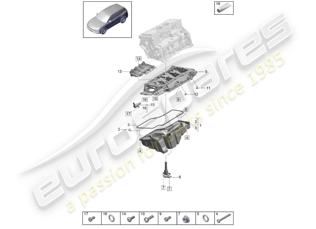 porsche 2020 (cayenne e3 9ya/9yb) oil-conducting housing part diagram