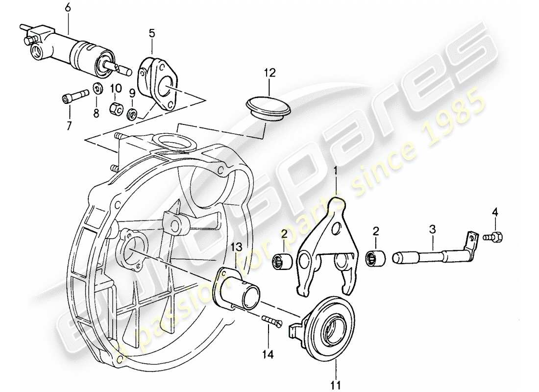 porsche 1988 (959) clutch release part diagram