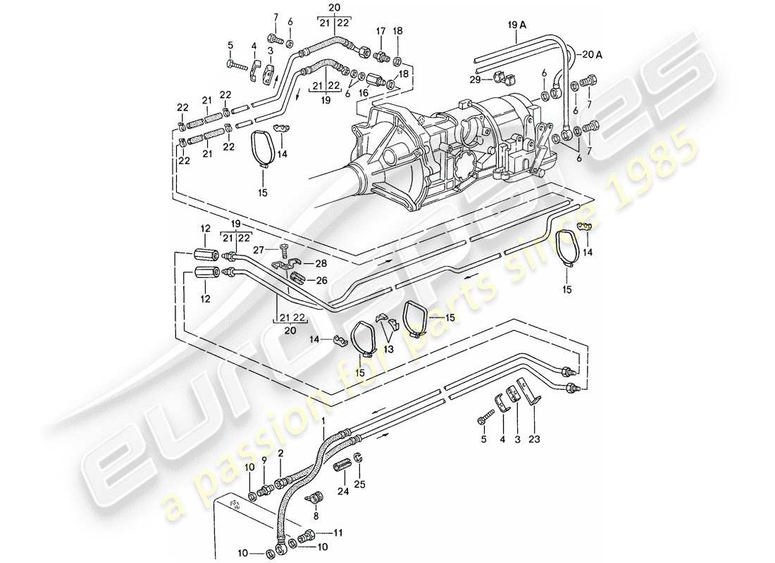 porsche 1989 (944) oil cooling - for - automatic transmission - d >> - mj 1989 part diagram