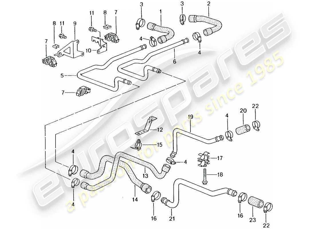 porsche 2002 (996 gt3) lines - heater parts diagram