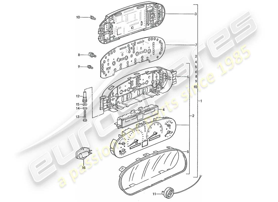 porsche 1991 (928) instrument cluster - d - mj 1989>> part diagram