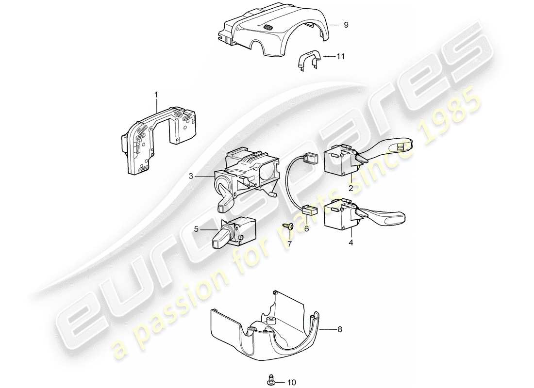 porsche 2009 997-2 turbo / gt2 steering column switch part diagram