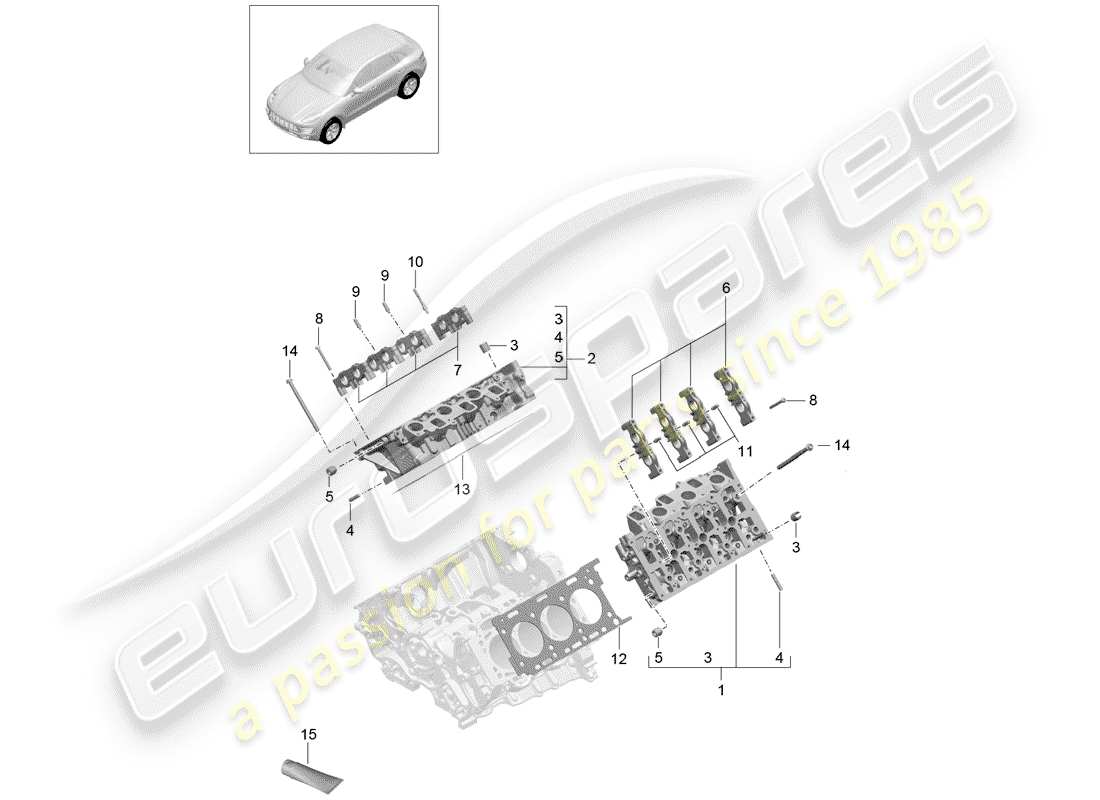 porsche 2016 (macan) cylinder head part diagram