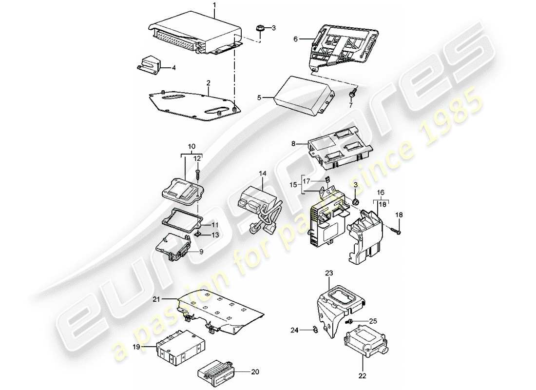 porsche 2008 (987 boxster) control units parts diagram