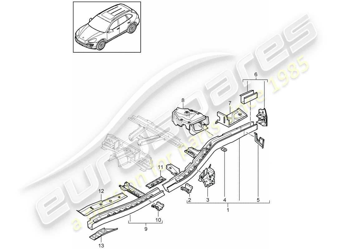porsche 2011 (cayenne e2 92a) frame part diagram