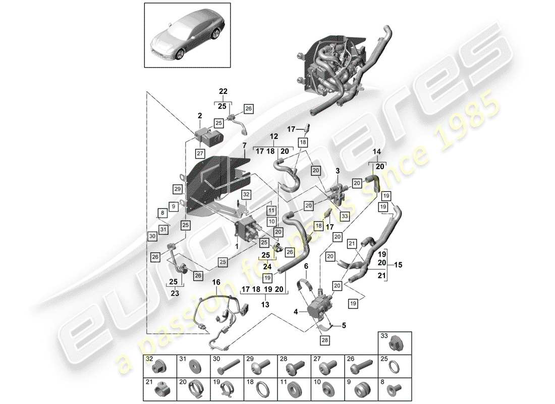 porsche panamera 971 (2017) evaporator parts diagram