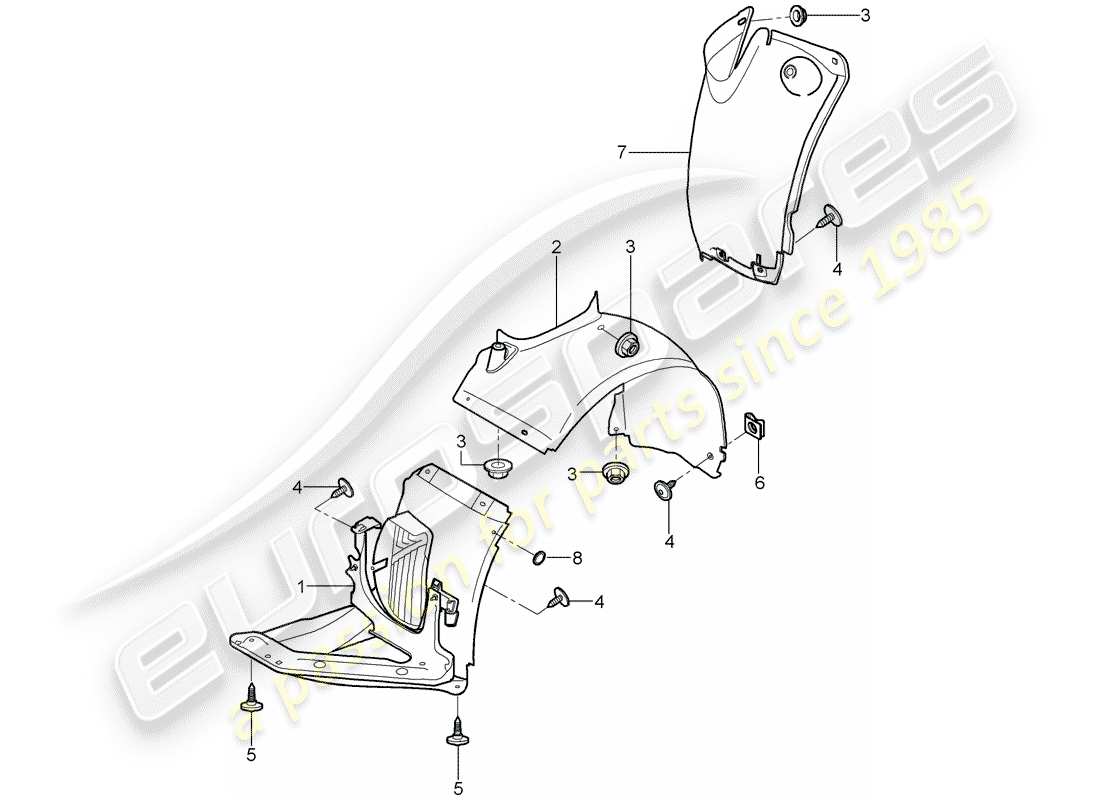 porsche 2005 (997-1) trims parts diagram