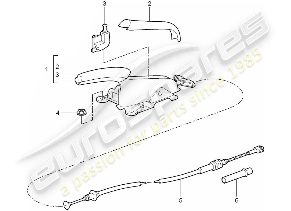 porsche 2007 (997-1 gt3) handbrake part diagram