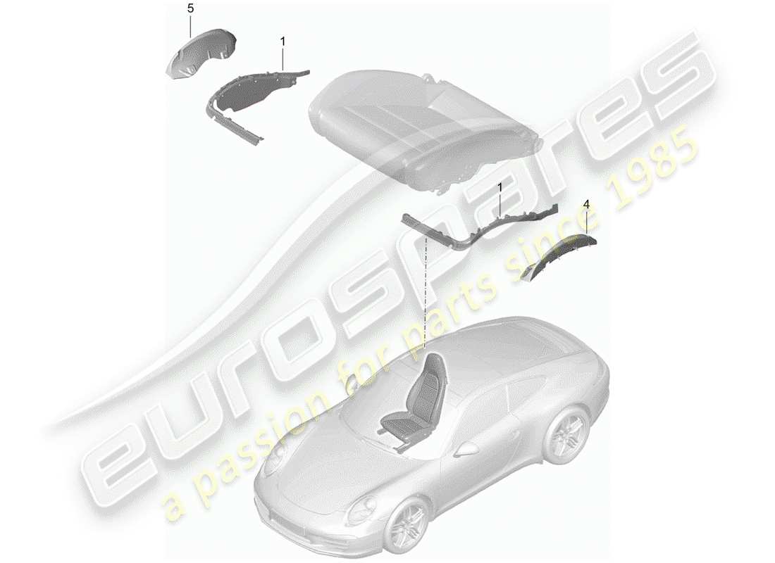 porsche 2012 (991-1) padding for seat part diagram