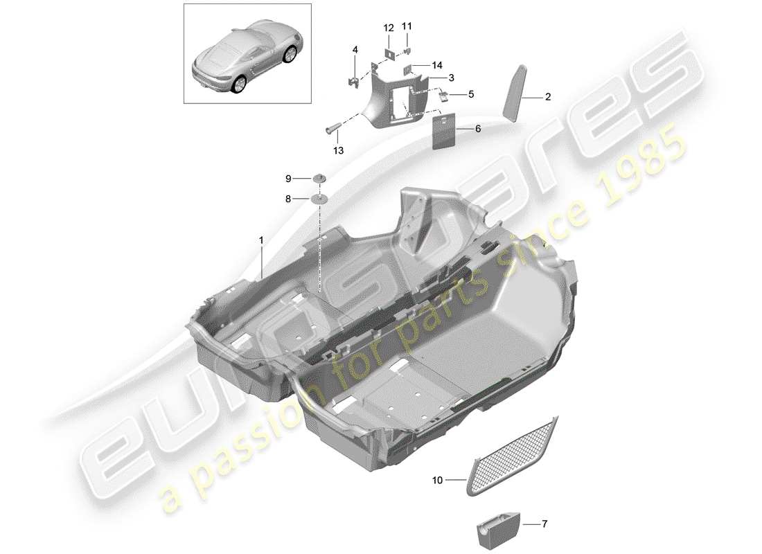 porsche 2017 (718 cayman) floor cover part diagram