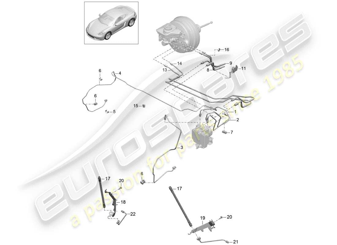 porsche 2018 (718 cayman) brake line part diagram
