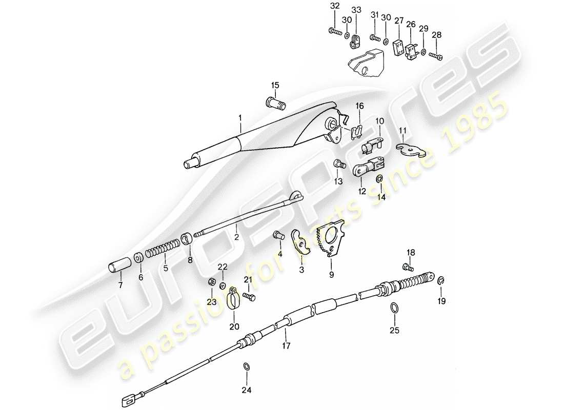 porsche 1988 (959) handbrake parts diagram